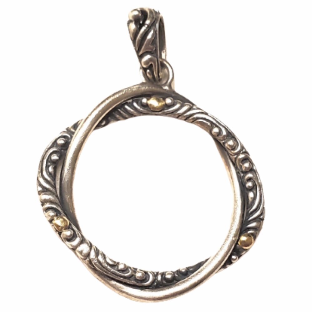 Sterling Silver 925 Gold scroll Filigree Twist Cir